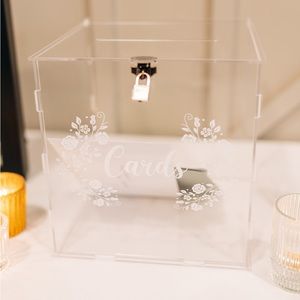 Elegant Clear Acrylic Card Box with Lock